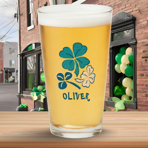 Irish Green Kleeblatt Closing Personalisiert Glas