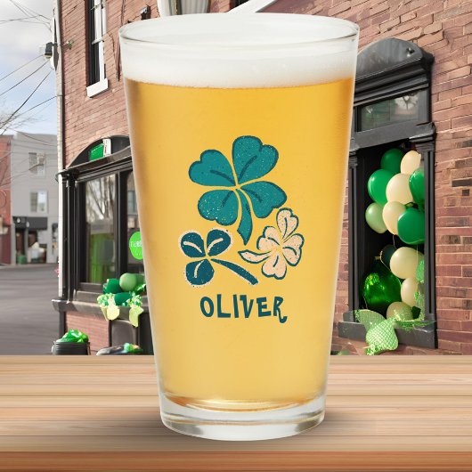 Irish Green Kleeblatt Closing Personalisiert Glas
