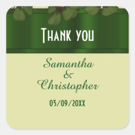 Irish Green Kleeblatt vielen Dank Quadratischer Aufkleber