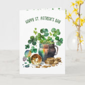Irish Green Kleeblatts and Coin Card Karte (Gelbe Blume)