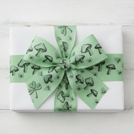 Irish Green Kleeblatts Hearts and Mushrooms 3" Ripsband