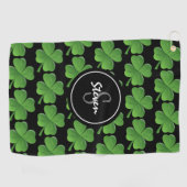 Irish Green Kleeblatts St Patricks Day Monogram Golfhandtuch (Horizontal)