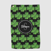Irish Green Kleeblatts St Patricks Day Monogram Golfhandtuch (Vorderseite)