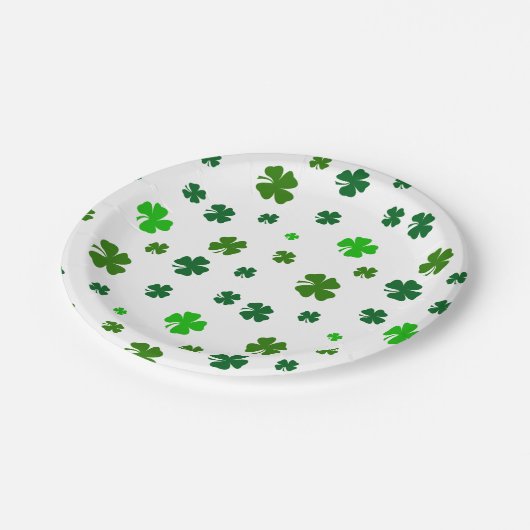 Irish Green Kleeblatts St Patricks Day Party Plate Pappteller (Schrägansicht)