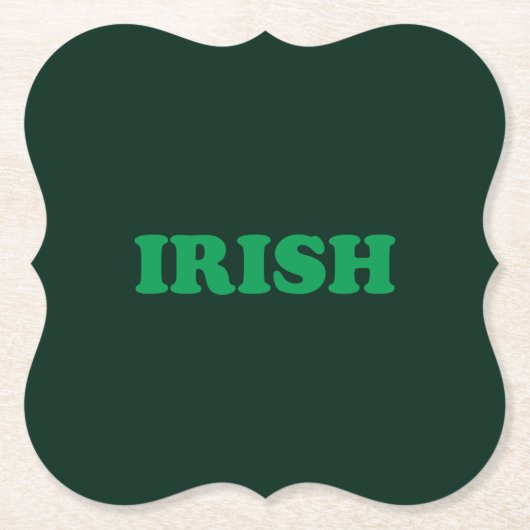 Irish Green moderne Typografie Saint Patrick's Day Untersetzer (Vorderseite)