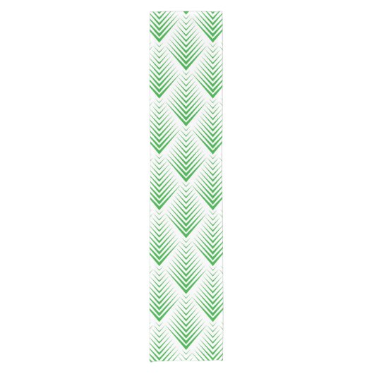 Irish Green on White Glitzer Art-Deko Muster zwei Kurzer Tischläufer (Vorderseite)