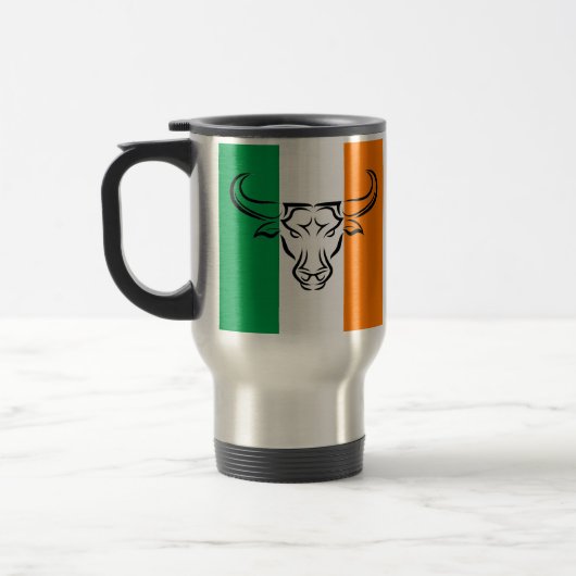 IRISH Green Orange mit Coolem BULL / TAURUS Zodiac Reisebecher (Links)
