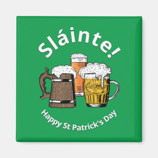 Irish Green Sláinte Cartoon Beers St Patricks Day Magnet (Vorne)