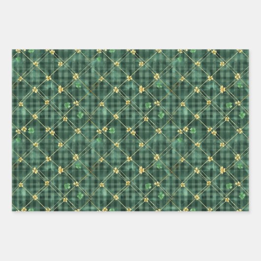 Irish Green St Patrick Tartan Kariertes Set 1 Geschenkpapier Set (Vorderseite 3)