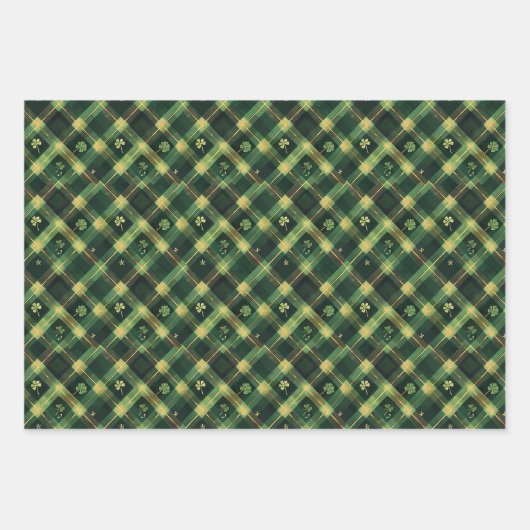 Irish Green St Patrick Tartan Kariertes Set 1 Geschenkpapier Set (Vorderseite 2)