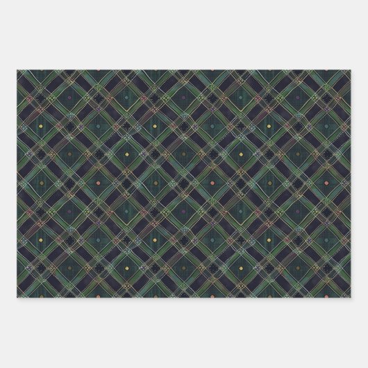 Irish Green St Patrick Tartan Kariertes Set 3 Geschenkpapier Set (Vorderseite 3)