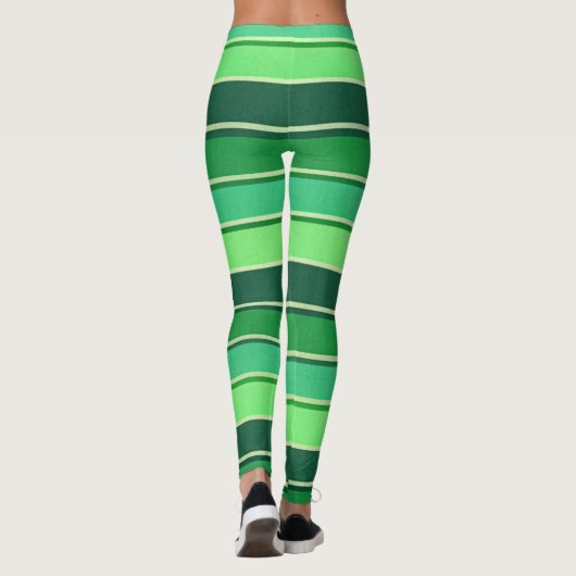 Irish Green Stripe Patern St Patrick's Day Leggings (Rückseite)