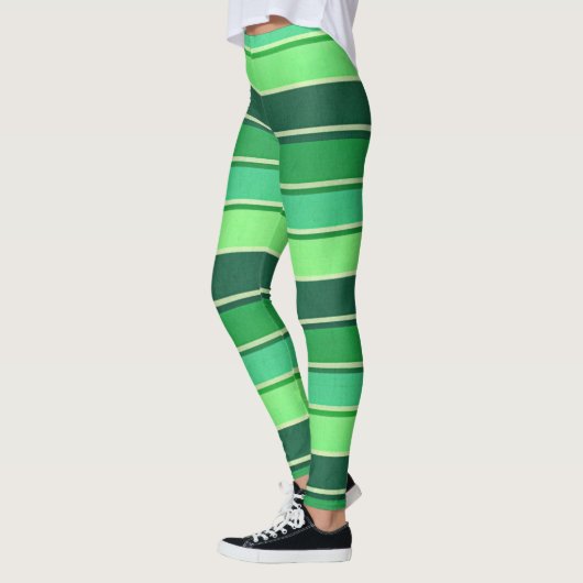 Irish Green Stripe Patern St Patrick's Day Leggings (Links)