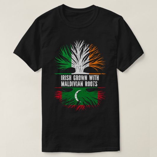 Irish Grown with Maldivian Roots Ireland Flag T-Shirt (Design vorne)