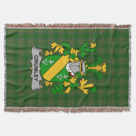 Irish Grumley Coat of Arms Familienwappen Irland Decke (Vorderseite)