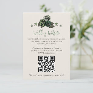 Irish Grüne Florale Schädel Hochzeits-Website QR-C Begleitkarte