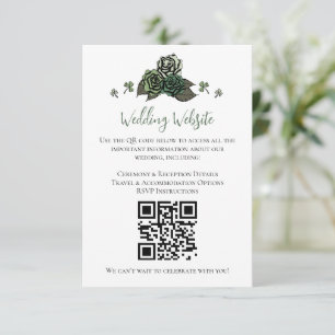 Irish Grüne Florale Totenkopf-Hochzeitswebsite QR- Begleitkarte