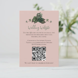 Irish Grüne Florale Totenkopf-Hochzeitswebsite QR- Begleitkarte