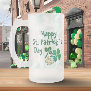 Irish Grünes Kleeblatt Frohen St. Patrick`s Tag Mattglas Bierglas