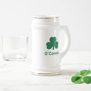 Irish Grünkleeblatt personalisierter Nachname Bierglas