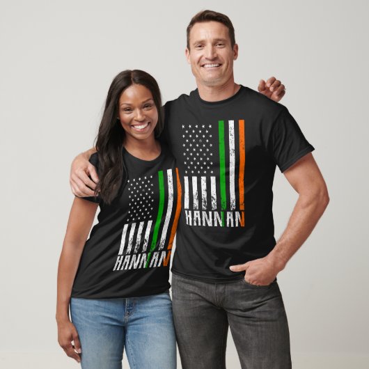Irish HANNAN Family American Flag Ireland Flag T-Shirt (Unisex)