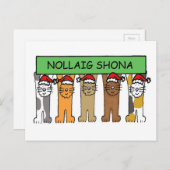Irish Happy Christmas Cartoon Cats Feiertagspostkarte (Vorne/Hinten)