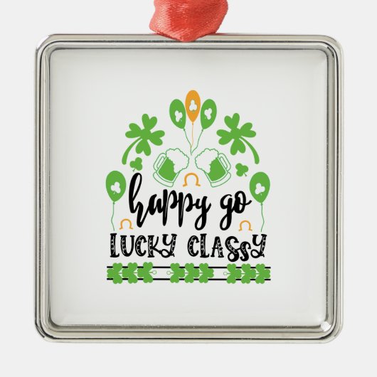 Irish Happy Go Lucky Classy Ornament Aus Metall (Vorne)