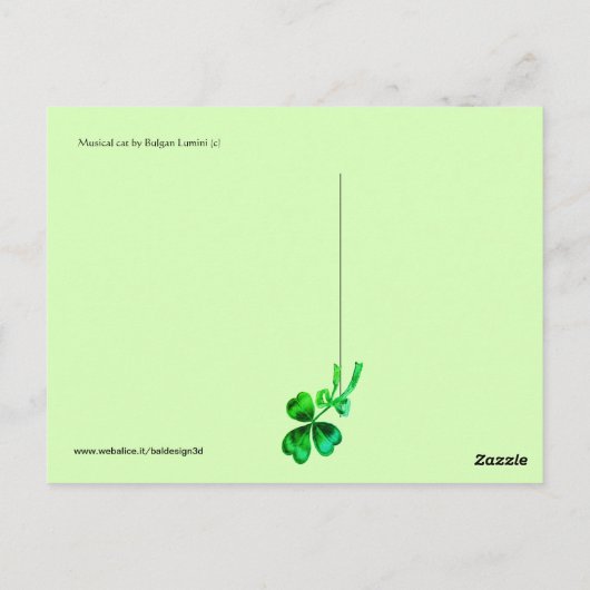 Irish Harp and St.Patrick's Day Cat Making Music Postkarte (Rückseite)