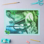 Irish Harp and St.Patrick's Day Cat Making Music Seidenpapier (Basteln)