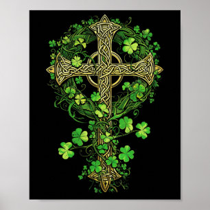 Irish Harp Celtic Cross Knot Clover St Kleeblatt Poster