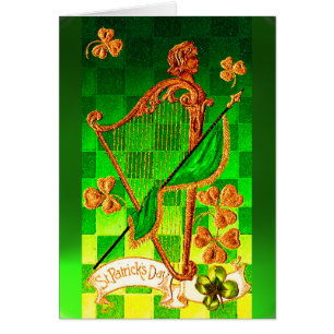 IRISH HARP, GREEN GOLD KLEEBLATTS St Patrick's Day
