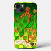 IRISH HARP, GREEN GOLD KLEEBLATTS St Patrick's Day Case-Mate iPhone Hülle (Rückseite)