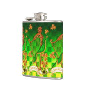 IRISH HARP, GREEN GOLD KLEEBLATTS St Patrick's Day Flachmann (Links)