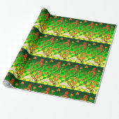 IRISH HARP, GREEN GOLD KLEEBLATTS St Patrick's Day Geschenkpapier (Ungerollt)