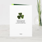 IRISH HARP, GREEN GOLD KLEEBLATTS St Patrick's Day Karte (Rückseite)