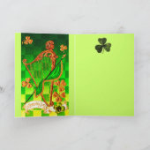 IRISH HARP, GREEN GOLD KLEEBLATTS St Patrick's Day Karte (Innenseite)