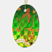 IRISH HARP, GREEN GOLD KLEEBLATTS St Patrick's Day Keramikornament (Links)