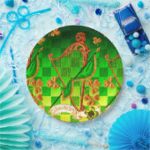 IRISH HARP, GREEN GOLD KLEEBLATTS St Patrick's Day Pappteller (Party)