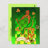 IRISH HARP, GREEN GOLD KLEEBLATTS St Patrick's Day Postkarte (Vorne/Hinten)