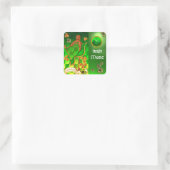 IRISH HARP, GREEN GOLD KLEEBLATTS St Patrick's Day Quadratischer Aufkleber (Tasche)