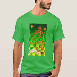 IRISH HARP, GREEN GOLD KLEEBLATTS St Patrick's Day T-Shirt