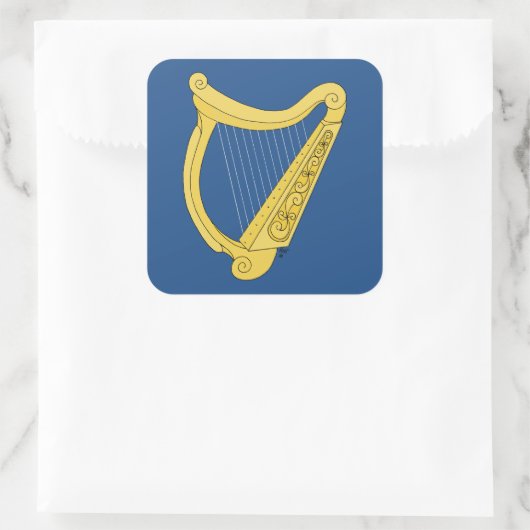 Irish Harp Quadratischer Aufkleber (Tasche)