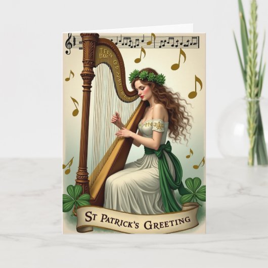 Irish Harp Serenade St Patricks Card Karte (Vorderseite)