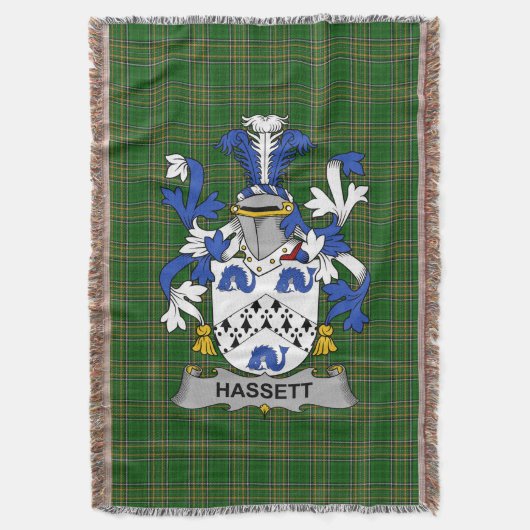 Irish Hassett oder Hasset Coat of Arms Familienwap Decke (Vorderseite Vertikal)