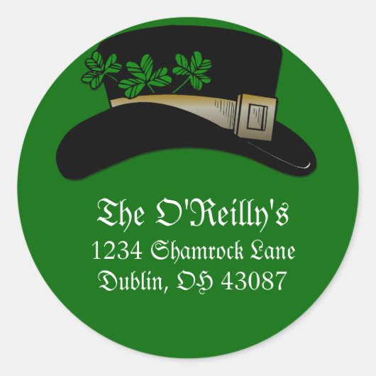 Irish Hat Address Labels Runder Aufkleber (Vorderseite)