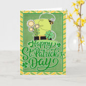 Irish Hat - Happy St. Patrick's Day Karte (Gelbe Blume)