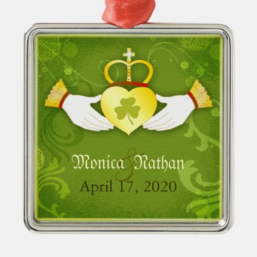 Irish Heart Wedding Keepake für Neugeborene Silbernes Ornament (Vorne)