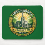 Irish Heritage - Dublin Mousepad<br><div class="desc">A compact mouse pad showcasing a vintage Irish heritage badge inspired by Dublin architecture and Celtic design. The rich green palette and shamrock symbols create a festive yet elegant look,  making it a practical accessory for home or office while celebrating Irish identity.</div>