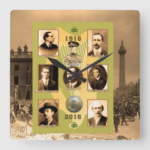 Irish Heroes Image for Square-Wall-Clock Quadratische Wanduhr