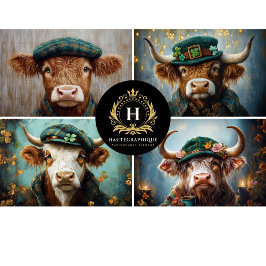 Irish Highland Cows Collage Decoupage Seidenpapier